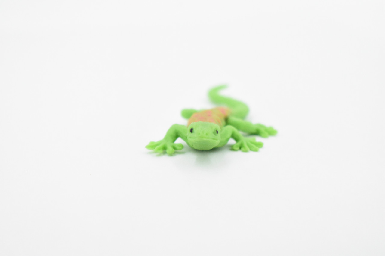 Gecko, Green with Red Spots, Lizard, Reptile, Soft Rubber Toy, Realistic, Rainforest, Figure, Model, Replica, Kids, Educational, Gift    3"   F3468 B360    