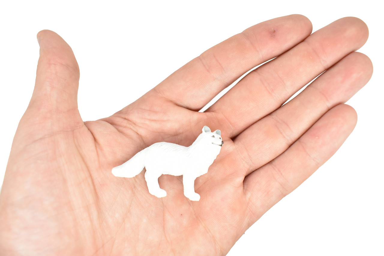 Fox, Arctic, White, Very Nice Plastic Animal, Educational, Toy, Kids, Realistic Figure, Lifelike Model, Figurine, Replica, Gift,    2"  