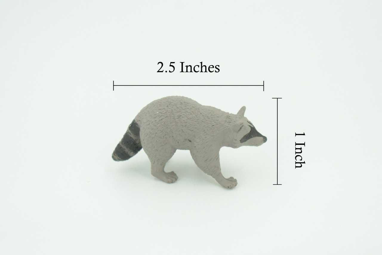 Raccoon, Very Nice Rubber Animal, Educational, Hand Painted, Realistic Figure, Lifelike Model, Figurine, Toy, Kids,  Gift,    2 1/2 Inches.   F3526 B138