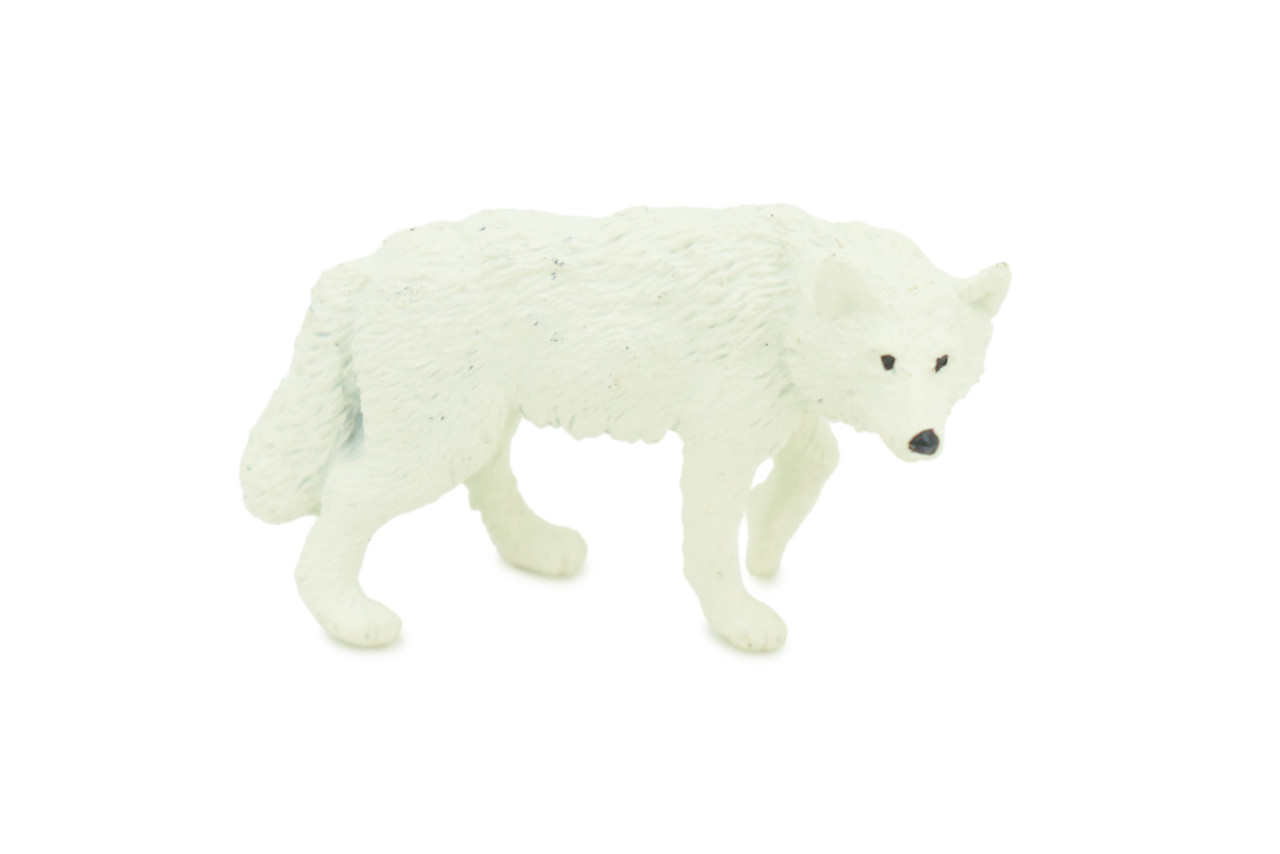 Arctic Wolf, Very Nice Rubber Animal, Educational, Hand Painted, Realistic Figure, Lifelike Wolf, Toy, Kids, Gift, 2 1/8 Inches. F3527 B138