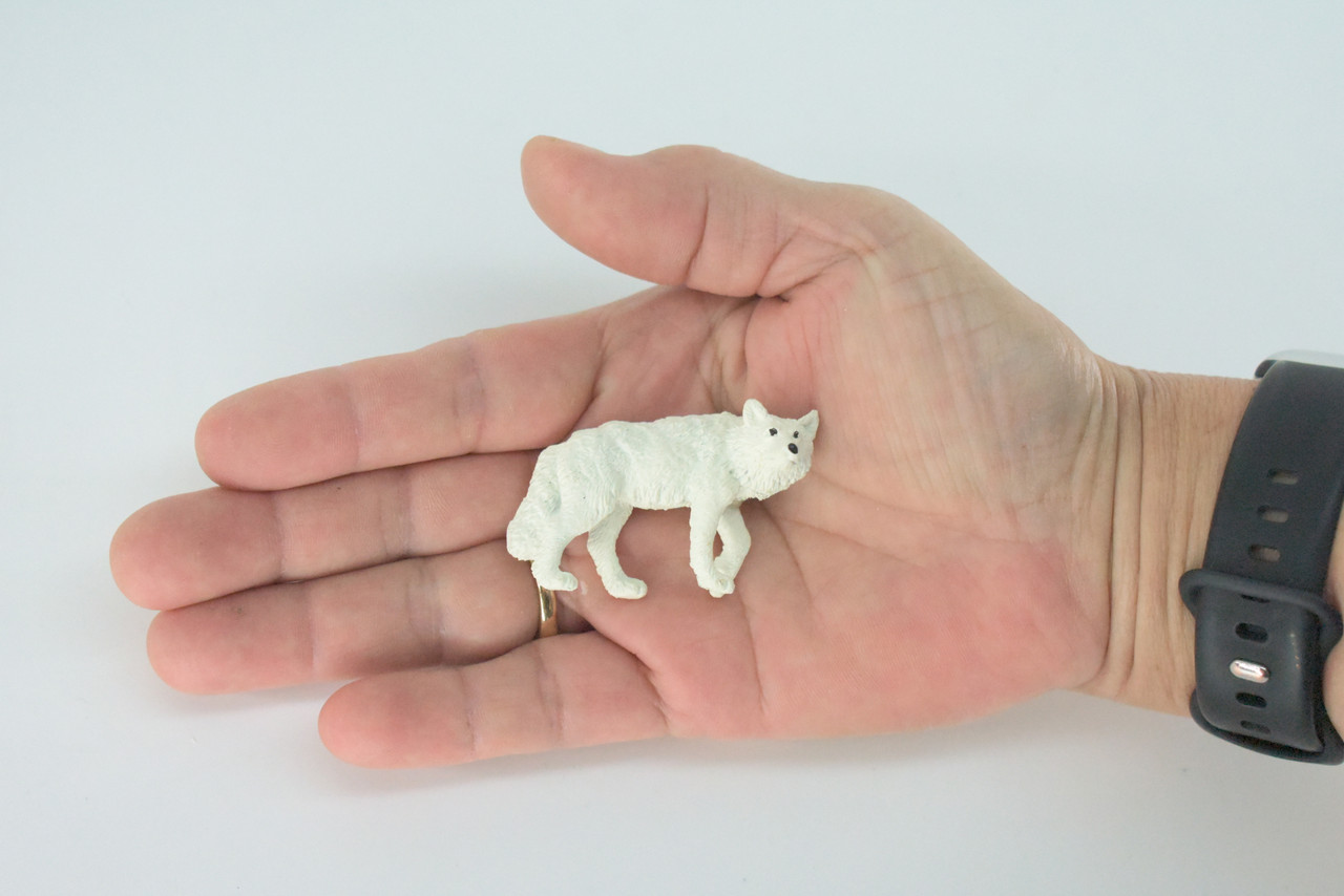 Arctic Wolf, Very Nice Rubber Animal, Educational, Hand Painted, Realistic Figure, Lifelike Wolf, Toy, Kids,  Gift,      2 1/8 Inches.     F3527 B138