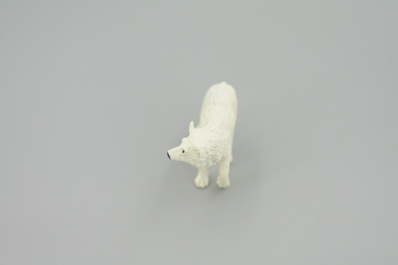 Arctic Wolf, Very Nice Rubber Animal, Educational, Hand Painted, Realistic Figure, Lifelike Wolf, Toy, Kids,  Gift,      2 1/8 Inches.     F3527 B138