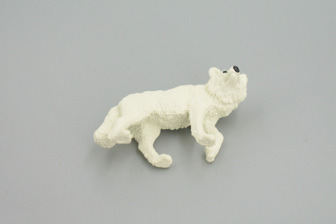 Arctic Wolf, Very Nice Rubber Animal, Educational, Hand Painted, Realistic Figure, Lifelike Wolf, Toy, Kids,  Gift,      2 1/8 Inches.     F3527 B138