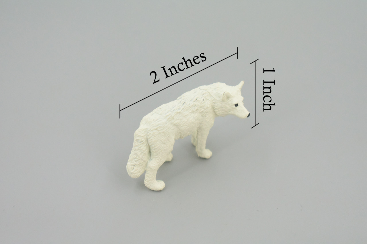 Arctic Wolf, Very Nice Rubber Animal, Educational, Hand Painted, Realistic Figure, Lifelike Wolf, Toy, Kids,  Gift,      2 1/8 Inches.     F3527 B138