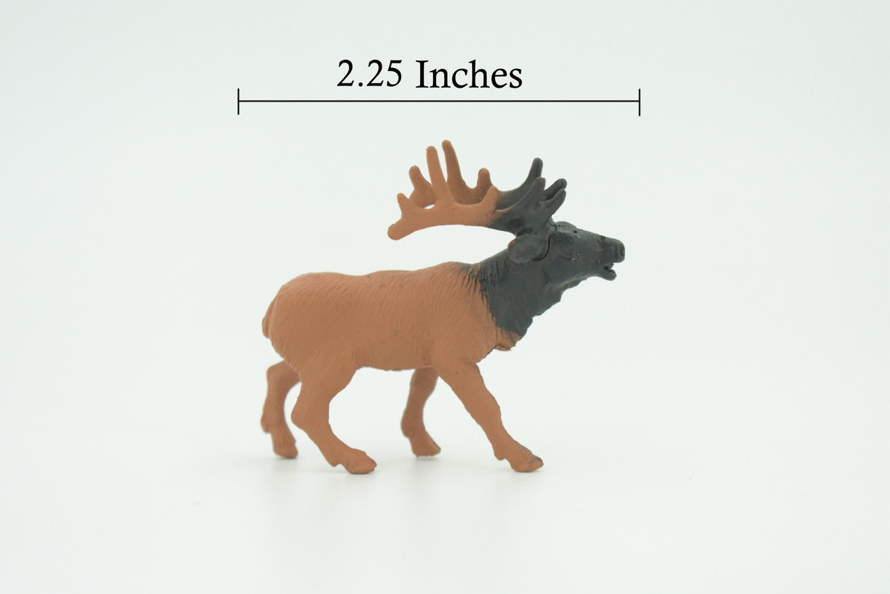 Elk, Wapiti, Very Nice Rubber Animal, Educational, Realistic Figure, Lifelike Model, Figurine, Toy, Kids,  Gift,      2"    F3530 B138