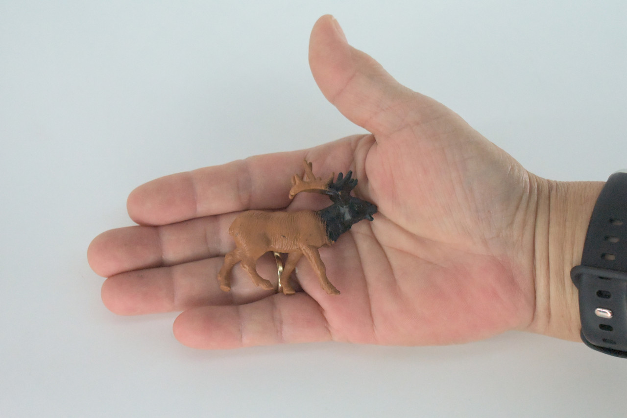 Elk, Wapiti, Very Nice Rubber Animal, Educational, Realistic Figure, Lifelike Model, Figurine, Toy, Kids,  Gift,      2"    F3530 B138