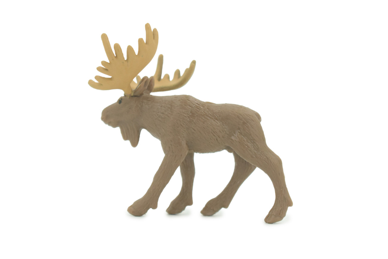Moose, Very Nice Rubber Animal, Educational, Hand Painted, Realistic Figure, Lifelike Moose Design, Toy, Kids, Gift, 2 1/2 Inches. F3533 B138