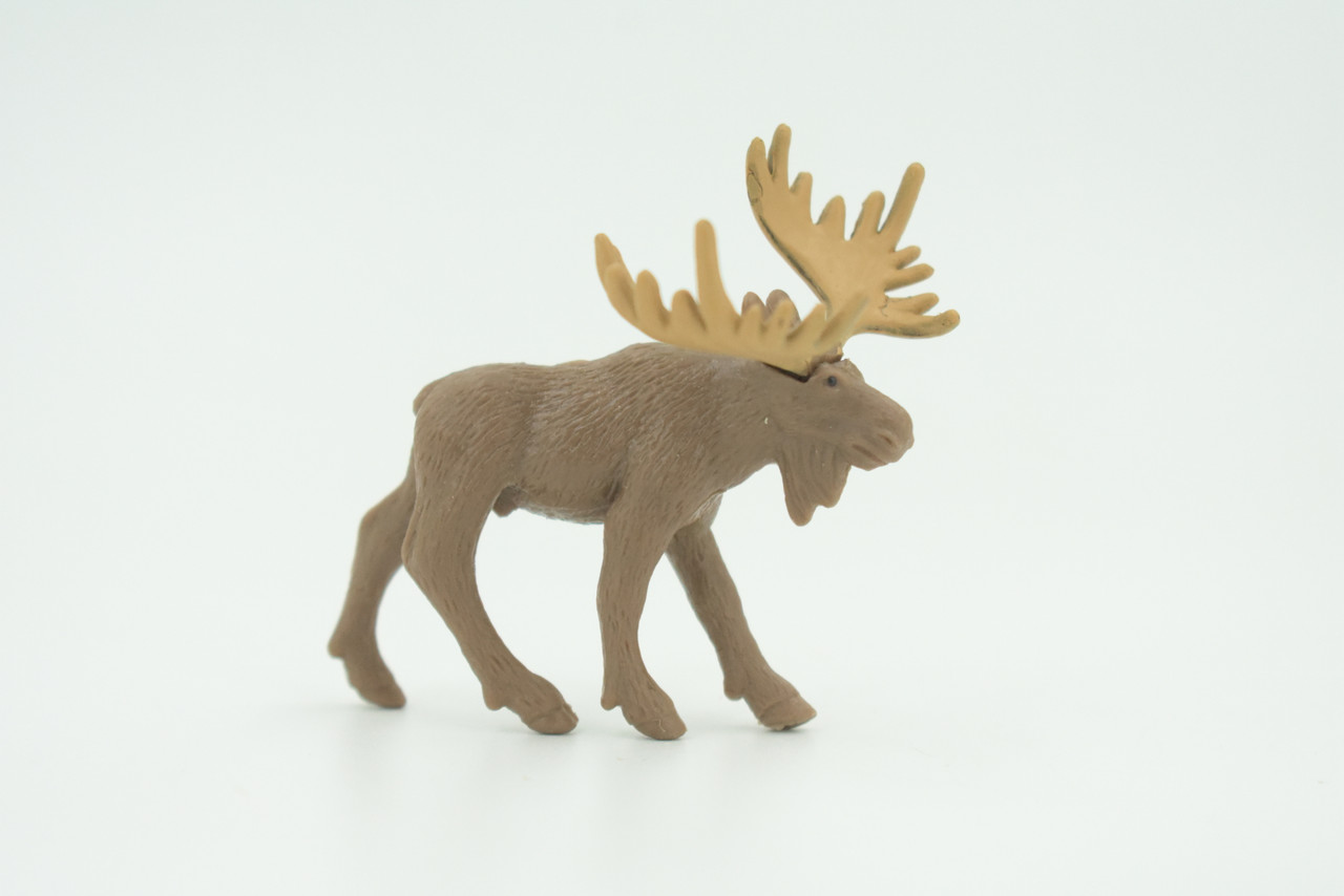 Moose, Very Nice Rubber Animal, Educational, Hand Painted, Realistic Figure, Lifelike Moose Design, Toy, Kids, Gift,     2 1/2 Inches.      F3533 B138