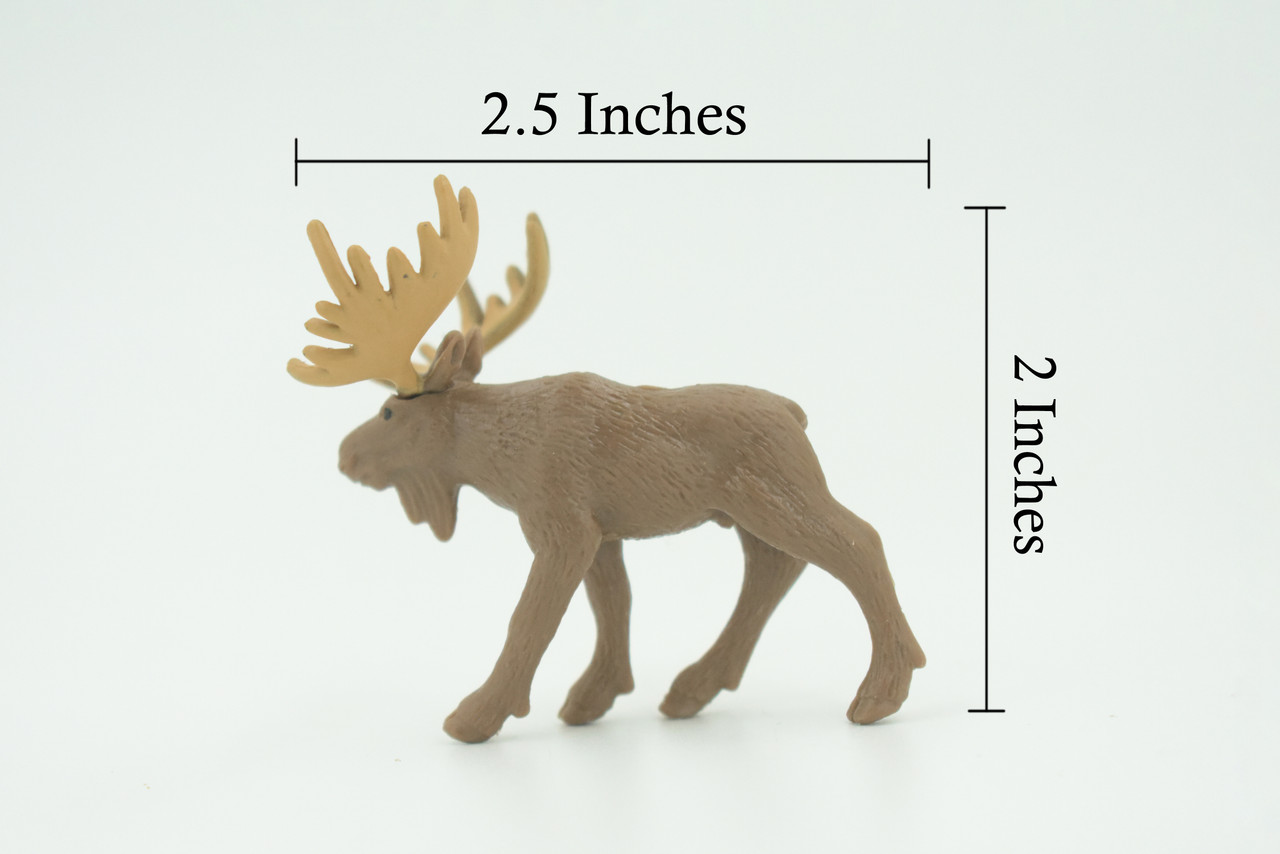 Moose, Very Nice Rubber Animal, Educational, Hand Painted, Realistic Figure, Lifelike Moose Design, Toy, Kids, Gift,     2 1/2 Inches.      F3533 B138