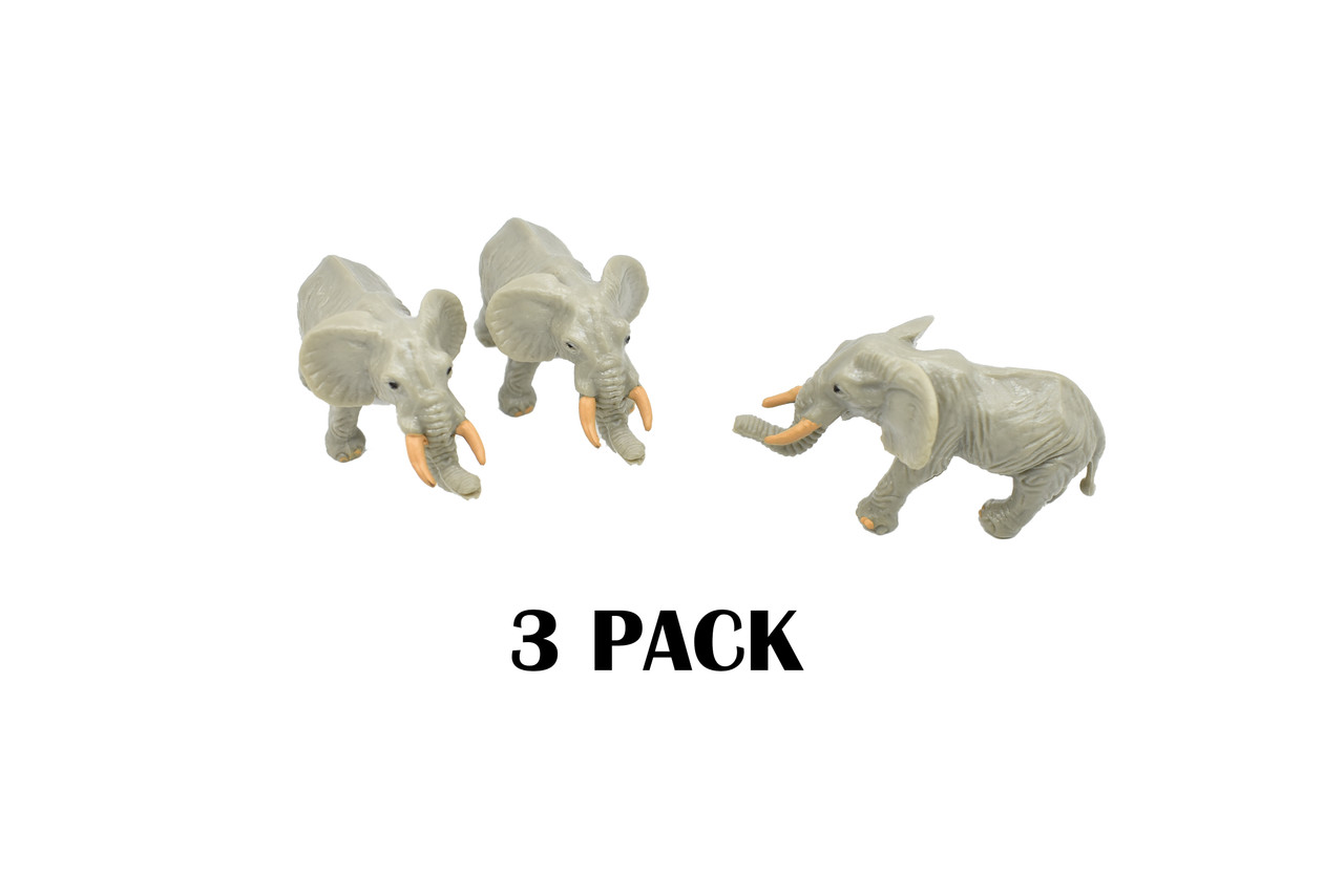 Elephant, African, Plastic Toy Animal, Kids Gift, Realistic Figure, Educational Model, Replica,     2 1/2"       F3542 B17