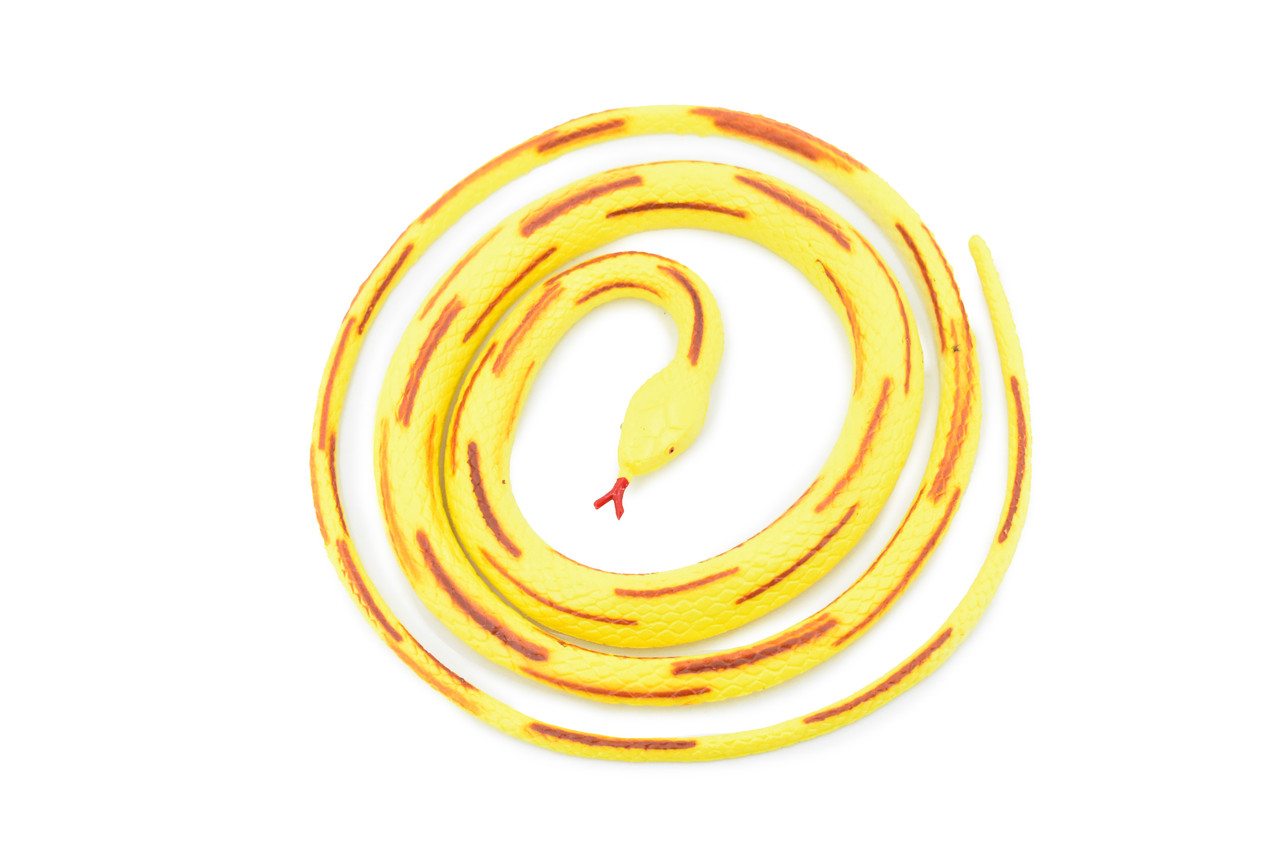 Snake, Corn Snake, Coiled, Yellow and Brown, Rubber Reptile, Educational, Realistic Hand Painted, Figure, Lifelike Model, Figurine, Replica, Gift,       40"    F3579 B355