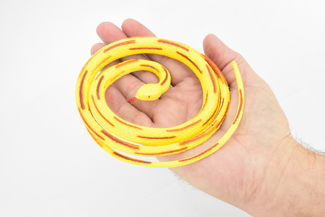 Snake, Corn Snake, Coiled, Yellow and Brown, Rubber Reptile, Educational, Realistic Hand Painted, Figure, Lifelike Model, Figurine, Replica, Gift,       40"    F3579 B355