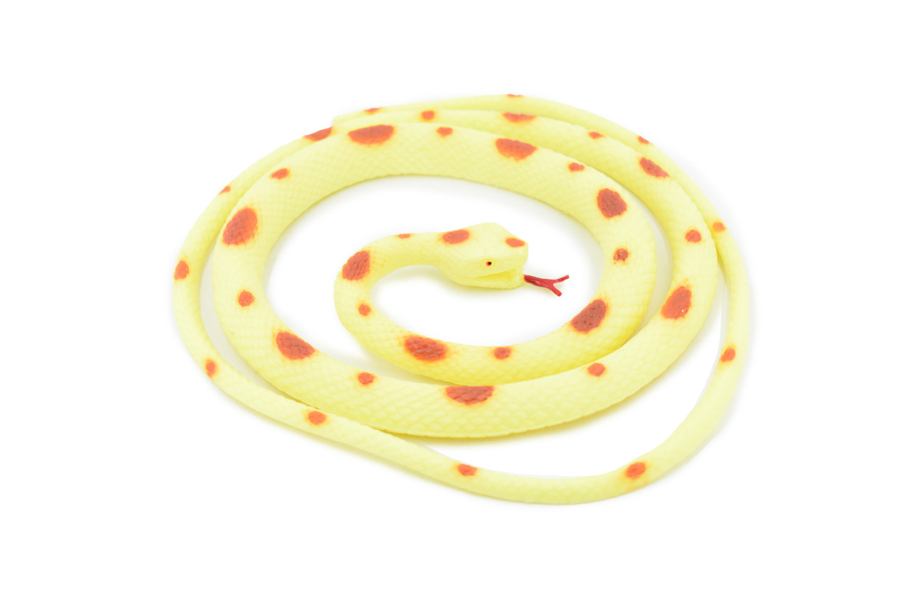 Snake, Cream with orange spots, Coiled, Rubber Reptile, Educational, Realistic Hand Painted, Figure, Lifelike Model, Figurine, Replica, Gift,      40"        F3582 B355