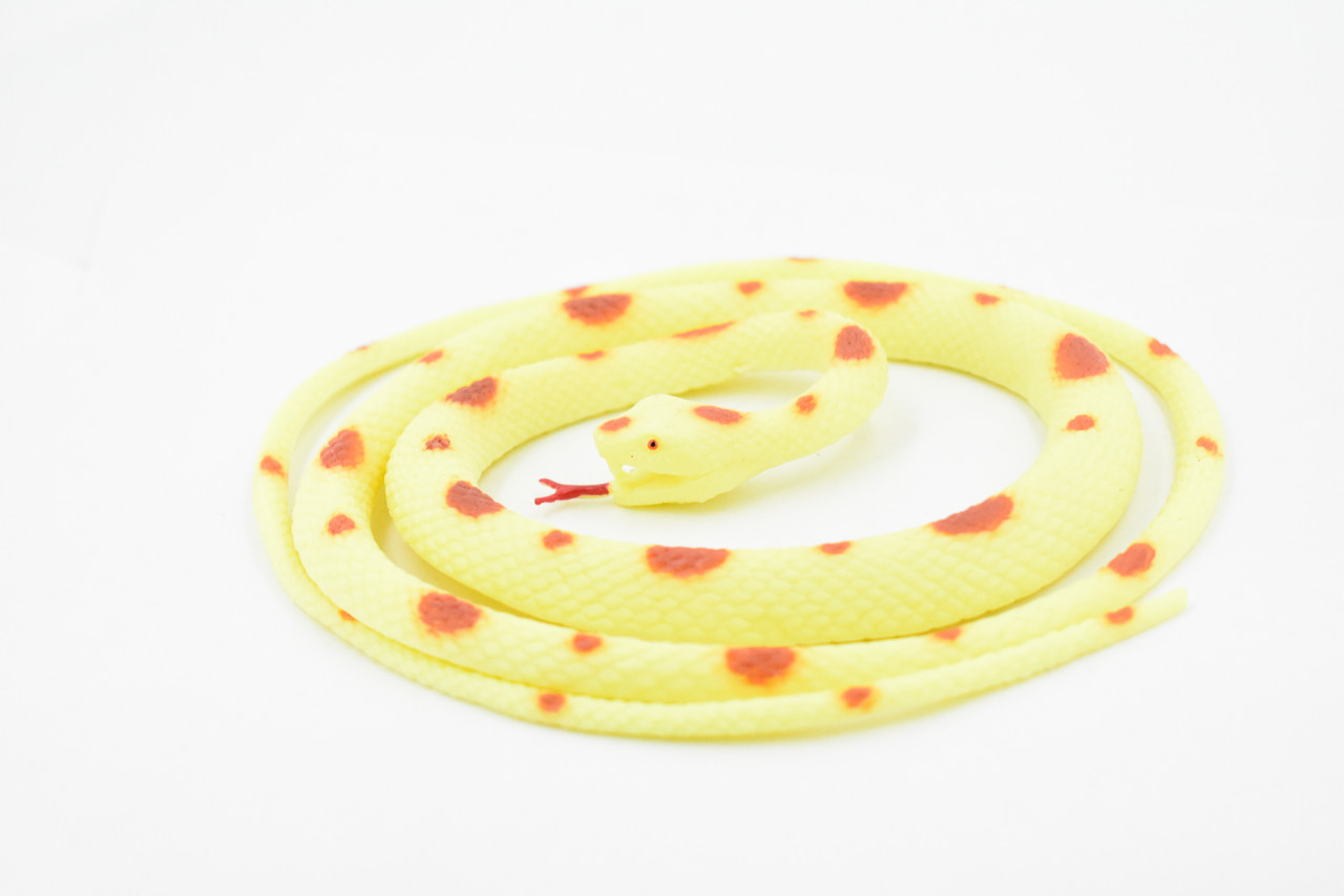 Snake, Cream with orange spots, Coiled, Rubber Reptile, Educational, Realistic Hand Painted, Figure, Lifelike Model, Figurine, Replica, Gift,      40"        F3582 B355