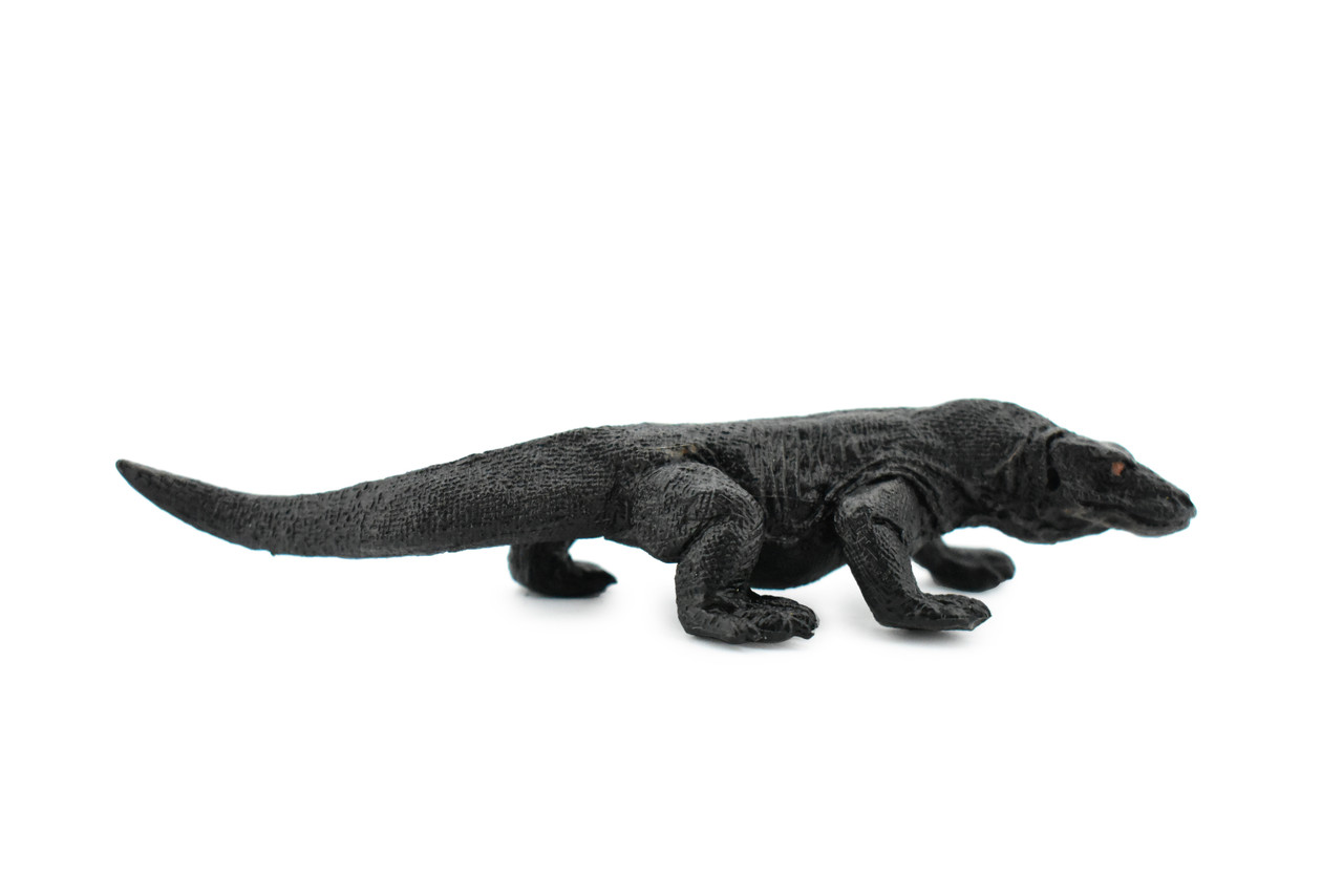 Komodo Dragon, Black, Lizard, Very Nice Rubber Reptile, Educational, Hand Painted, Realistic, Replica, Toys, Kids, Gift,    5 Inches. 