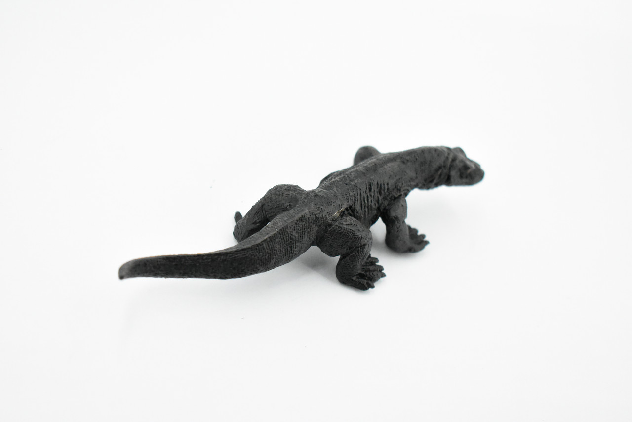 Komodo Dragon, Black, Lizard, Very Nice Rubber Reptile, Educational, Hand Painted, Realistic, Replica, Toys, Kids, Gift,    5 Inches.    F3636 B209
