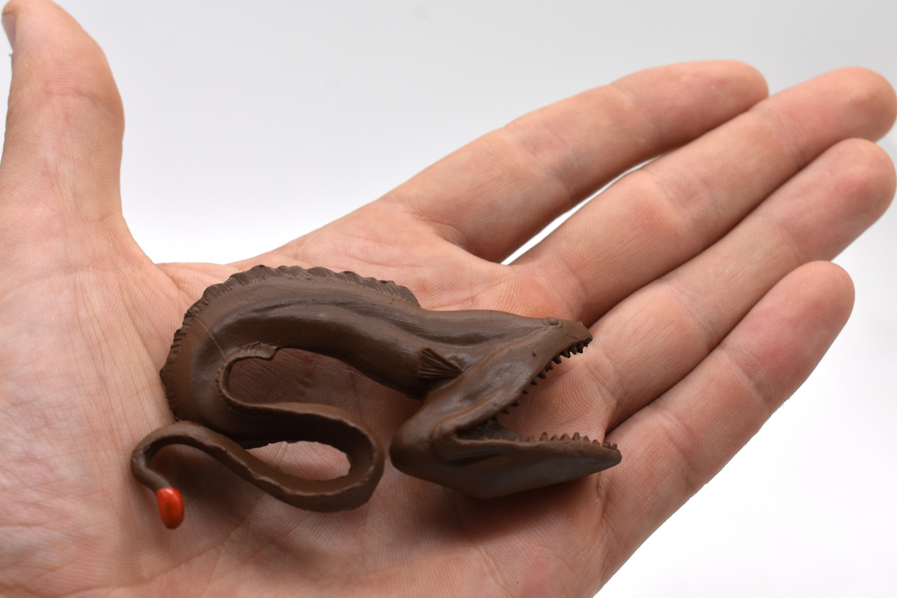 Gulper Eel,  Pelican Eel, Very Nice Plastic Design, Hand Painted, Realistic Figure, Educational, Lifelike, Toy, Figurine, Replica, Gift,   3 1/4" 