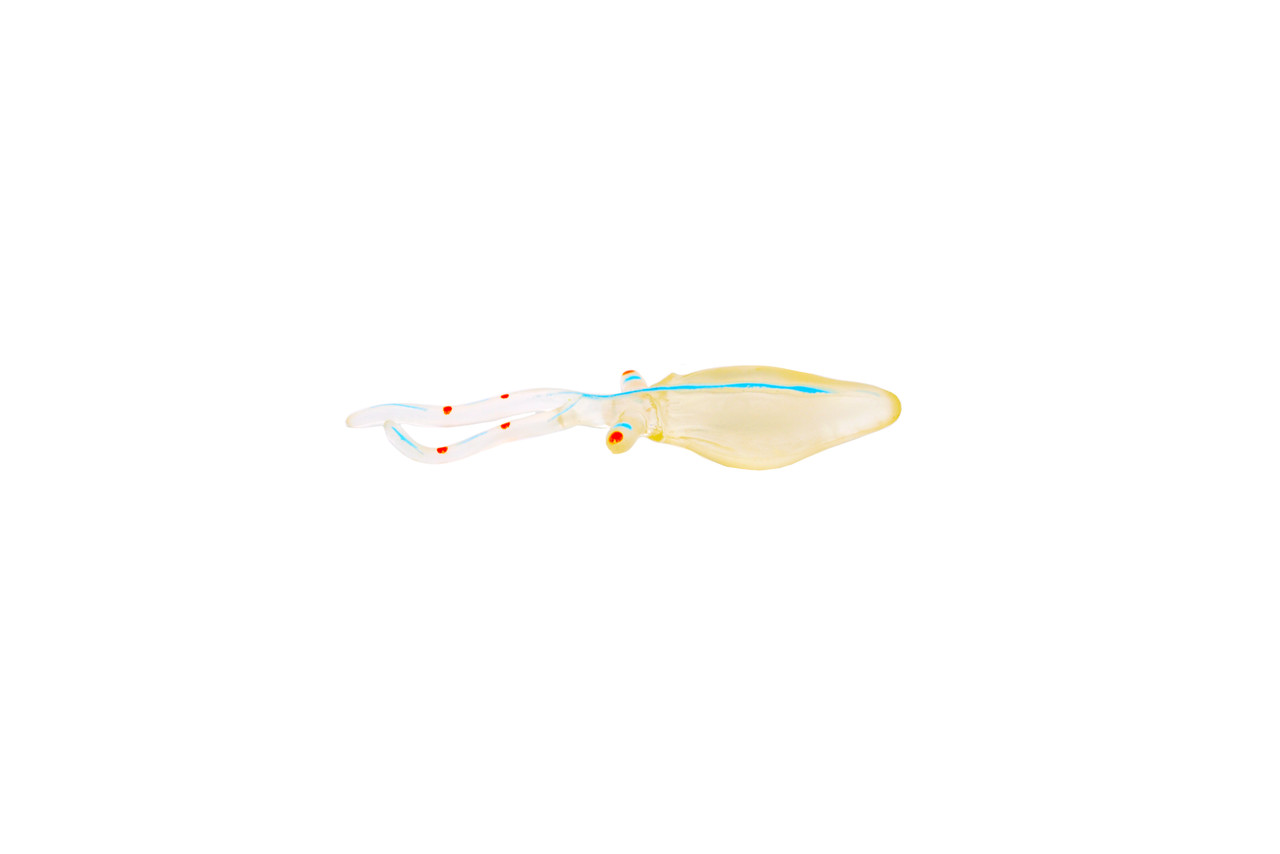 Glass Squid, Clear Color, Very Nice Plastic Replica, Educational, Realistic, Figure, Lifelike Figurine, Replica, Gift,       3 1/2"  