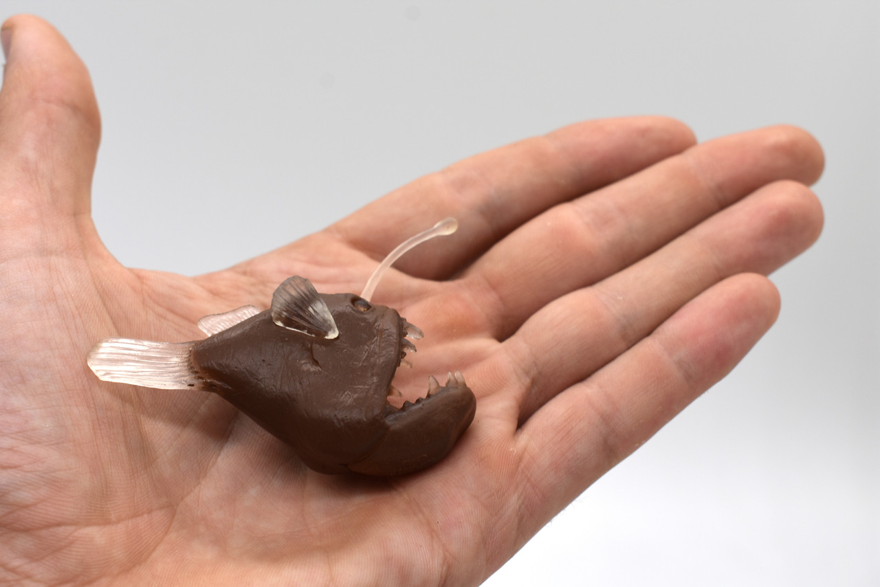 Anglerfish, Monkfish or Goosefish, Plastic Fish Design, Realistic Figure, Educational, Lifelike, Toy Model, Figurine, Replica, Gift,      2 3/4"   
