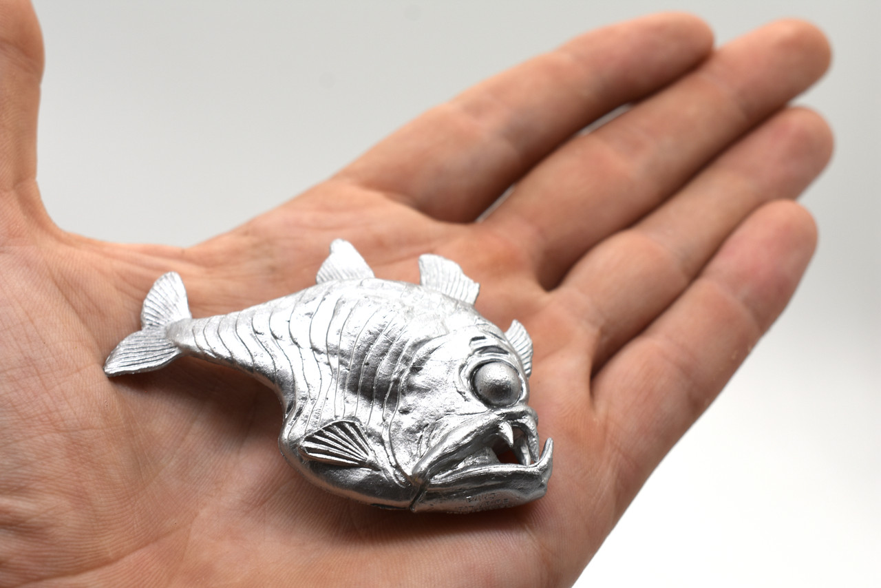 Hatchetfish, Silver hatchet fish,  Plastic Fish, Design, Realistic Figure, Educational, Lifelike, Toy Model, Figurine, Replica, Gift,     2 3/4"  
