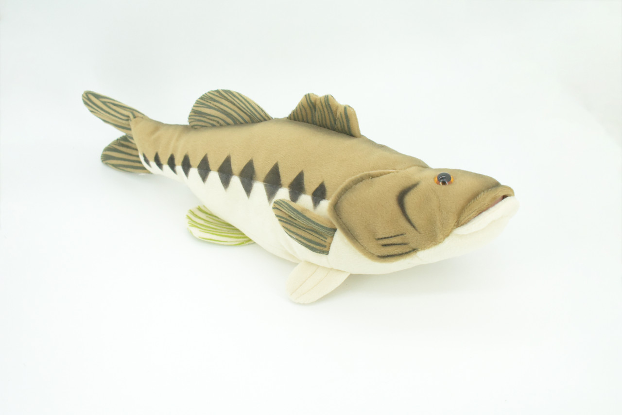Largemouth Bass Plush Toy, Realistic Stuffed Animal, Big mouth, Bucketmouth, Soft Plush Fish, Stuffed Fish, Educational, Toy, Kids, Gift,        17"     F4086 BB56