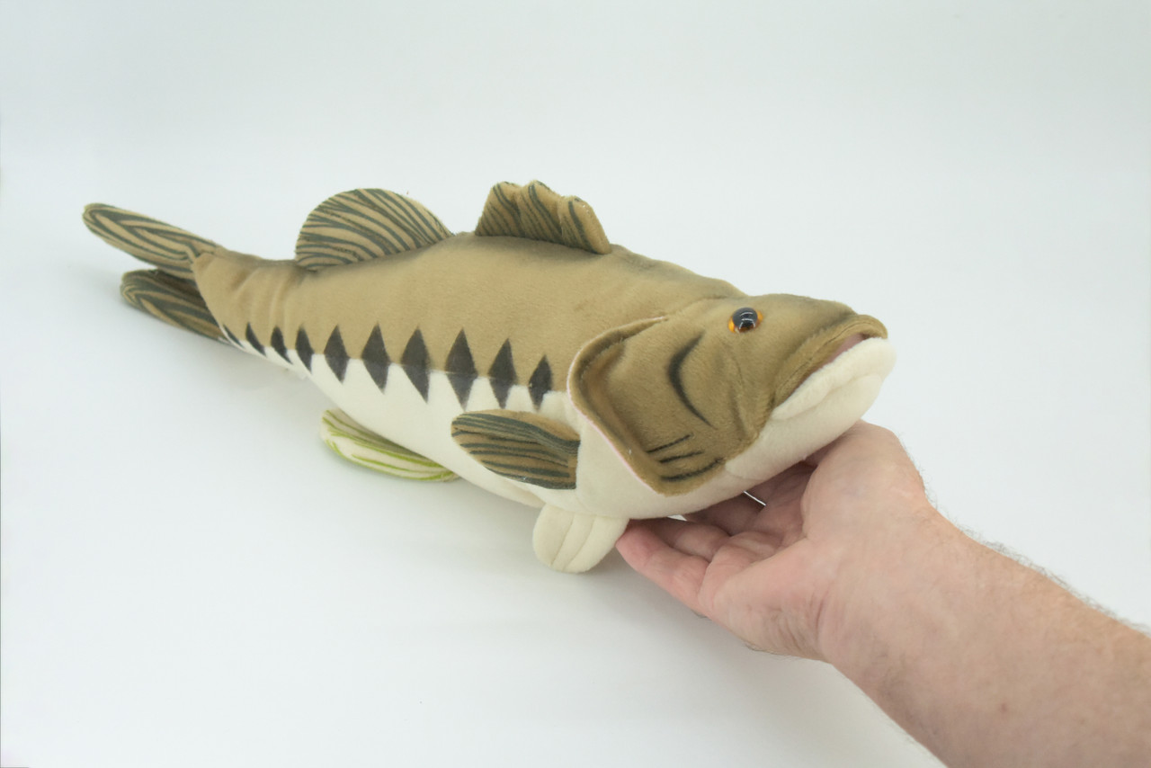 Largemouth Bass Plush Toy, Realistic Stuffed Animal, Big mouth, Bucketmouth, Soft Plush Fish, Stuffed Fish, Educational, Toy, Kids, Gift,        17"     F4086 BB56