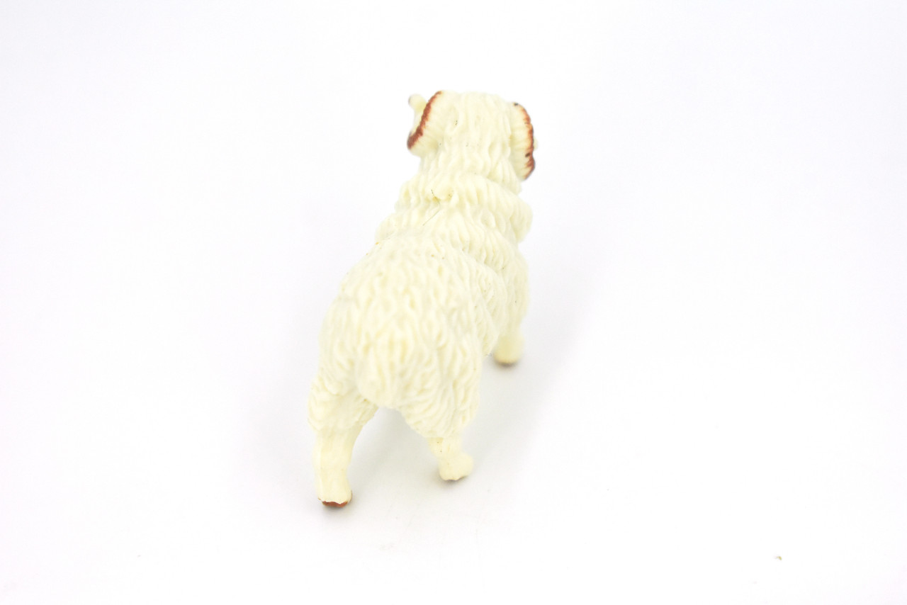 Sheep, Ram Domestic, White, Plastic Animal, Educational, Toy, Kids, Realistic Figure, Model, Figurine, Replica, Gift,  1.75"  F4152 B140       