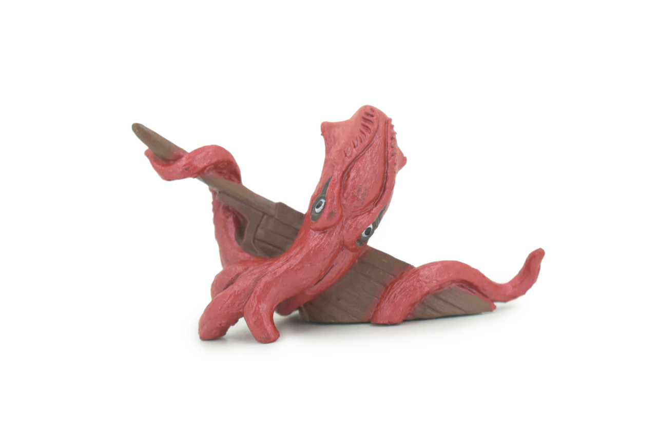 Kraken, Legendary Giant Squid, Rubber, Hand Painted, Realistic, Figure, Model, Replica, Toy, Kids, Educational, Gift, 2 3/4 inches long F4234 B376