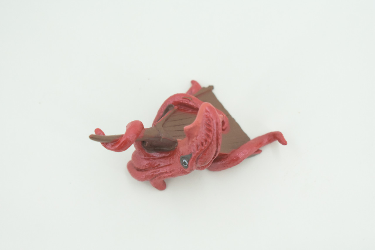Kraken, Legendary Giant Squid, Rubber, Hand Painted, Realistic, Figure, Model, Replica, Toy, Kids, Educational, Gift, 2 3/4 inches long     F4234 B376