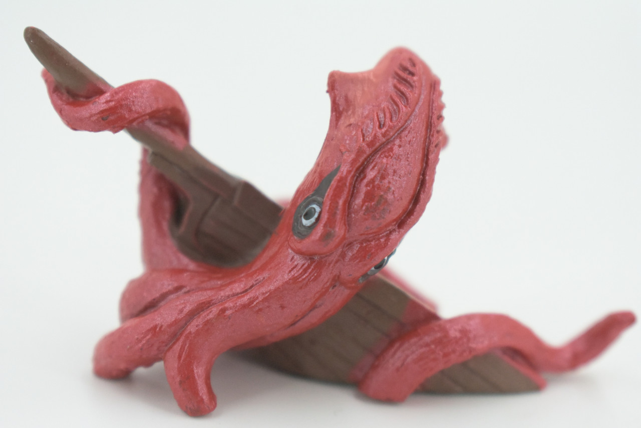 Kraken, Legendary Giant Squid, Rubber, Hand Painted, Realistic, Figure, Model, Replica, Toy, Kids, Educational, Gift, 2 3/4 inches long     F4234 B376
