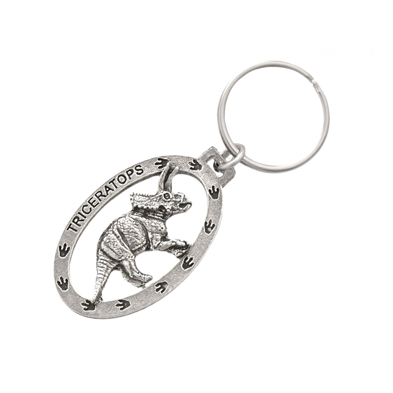 Triceratops Full Body Pewter Keychain, A184KC