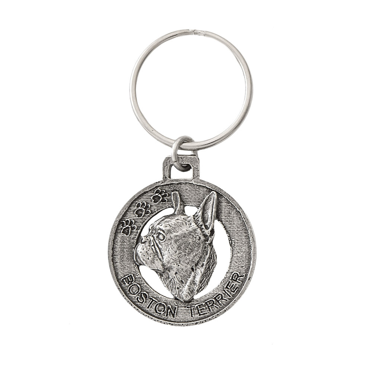 Boston Terrier Pewter Keychain, D034KC