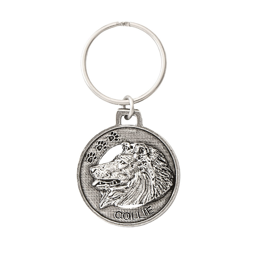 Pewter USA ツイストデザインキーホルダー Collie Pewter Keychain, D058KC - Collectible Wildlife Gifts