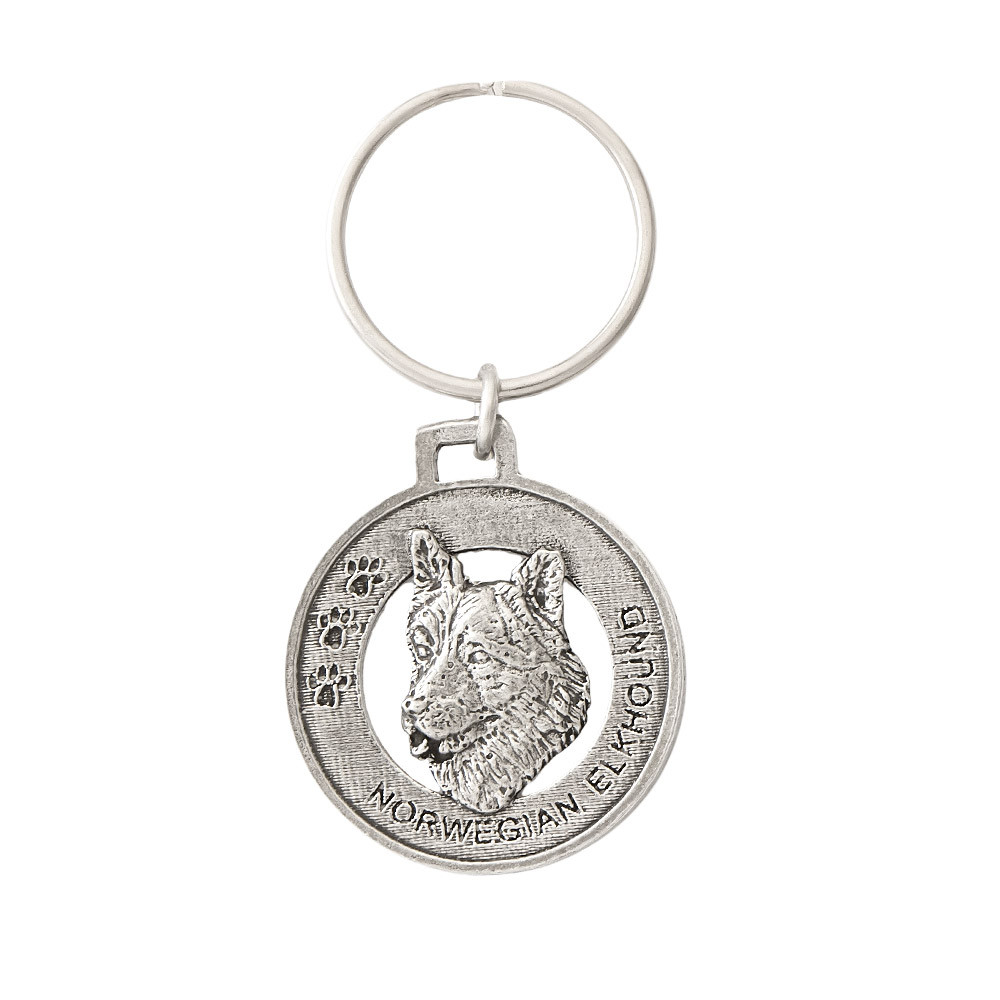 Norwegian Elkhound Pewter Keychain, D130KC