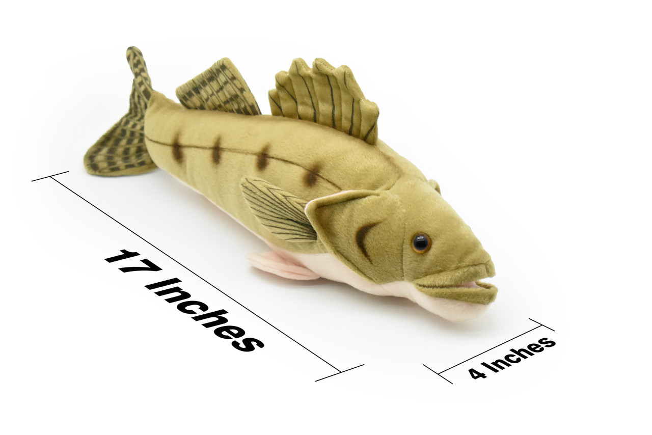 Walleye, Fish, Pikeperch, Yellow Pike, Very Nice Plush Fish, Stuffed Animal, Educational, Toy, Kids, Realistic Figure, Gift,    17"