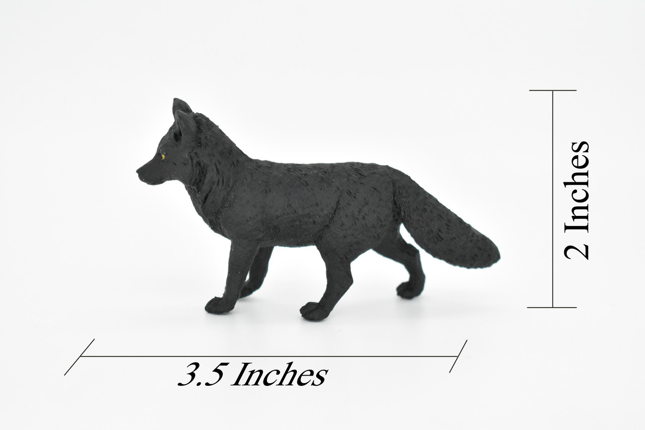 Fox, Black, Very Nice Plastic Animal, Educational, Toy, Kids, Realistic Figure, Lifelike Model, Figurine, Replica, Gift,      3 1/2"     F762 B624