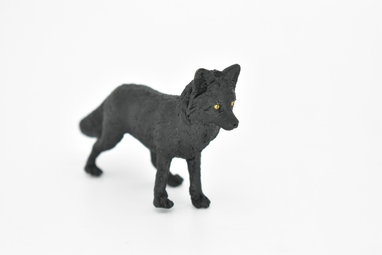 Fox, Black, Very Nice Plastic Animal, Educational, Toy, Kids, Realistic Figure, Lifelike Model, Figurine, Replica, Gift,      3 1/2"     F762 B624