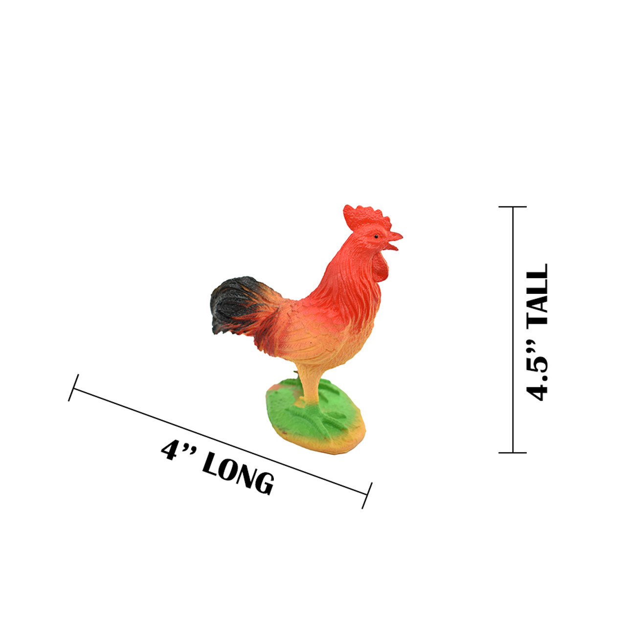 Rooster, Chicken, Red Rooster, Hand Painted, Realistic, Plastic Animal Design, Barn Bird, Educational, Diorama Model, Lifelike, Toy,  4 1/2 Inches. 