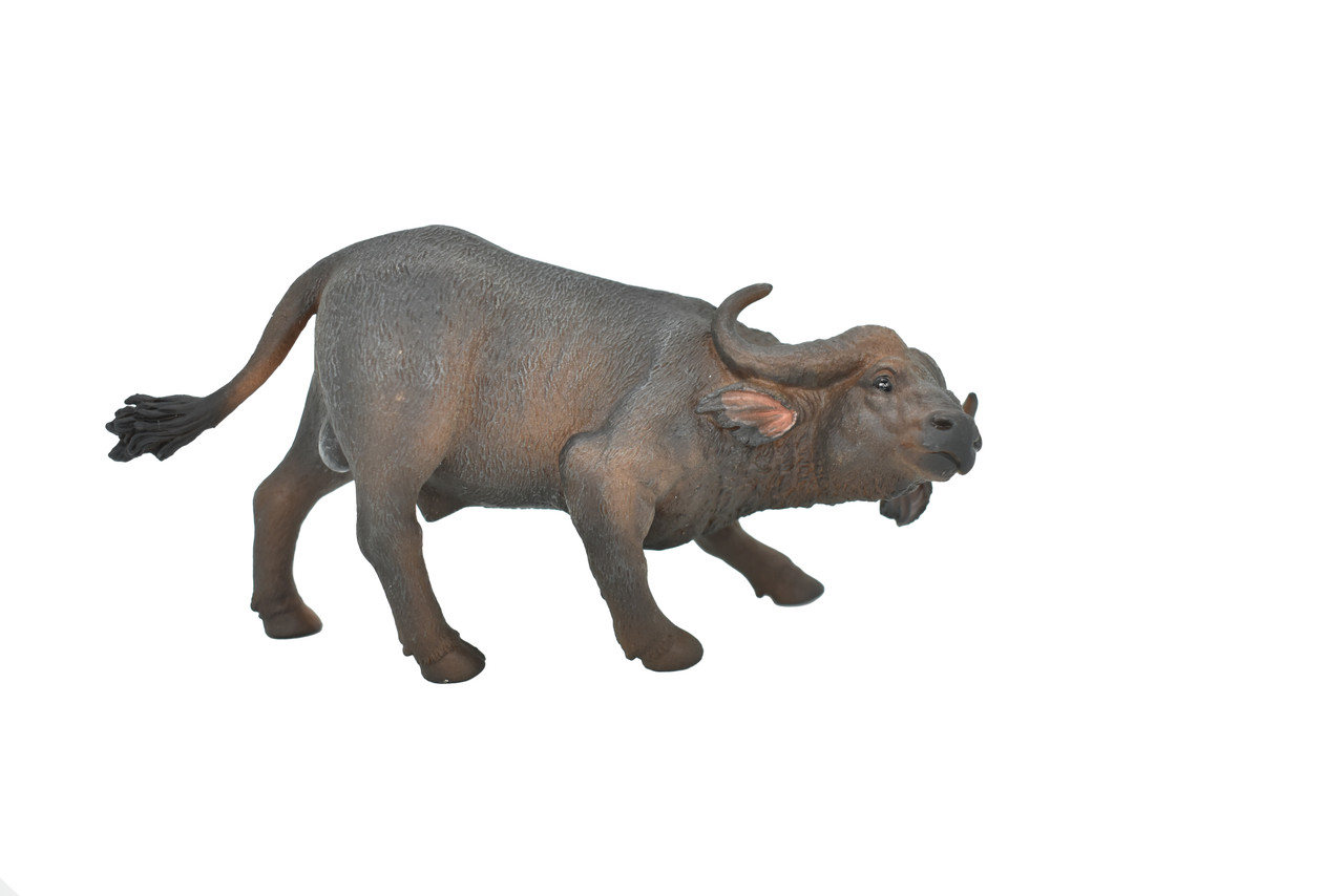 Cape Buffalo, African Buffalos, Museum Quality Plastic Animal, Educational, Realistic Hand Painted Figure, Lifelike Model, Vintage Replica, 5 Inches. 