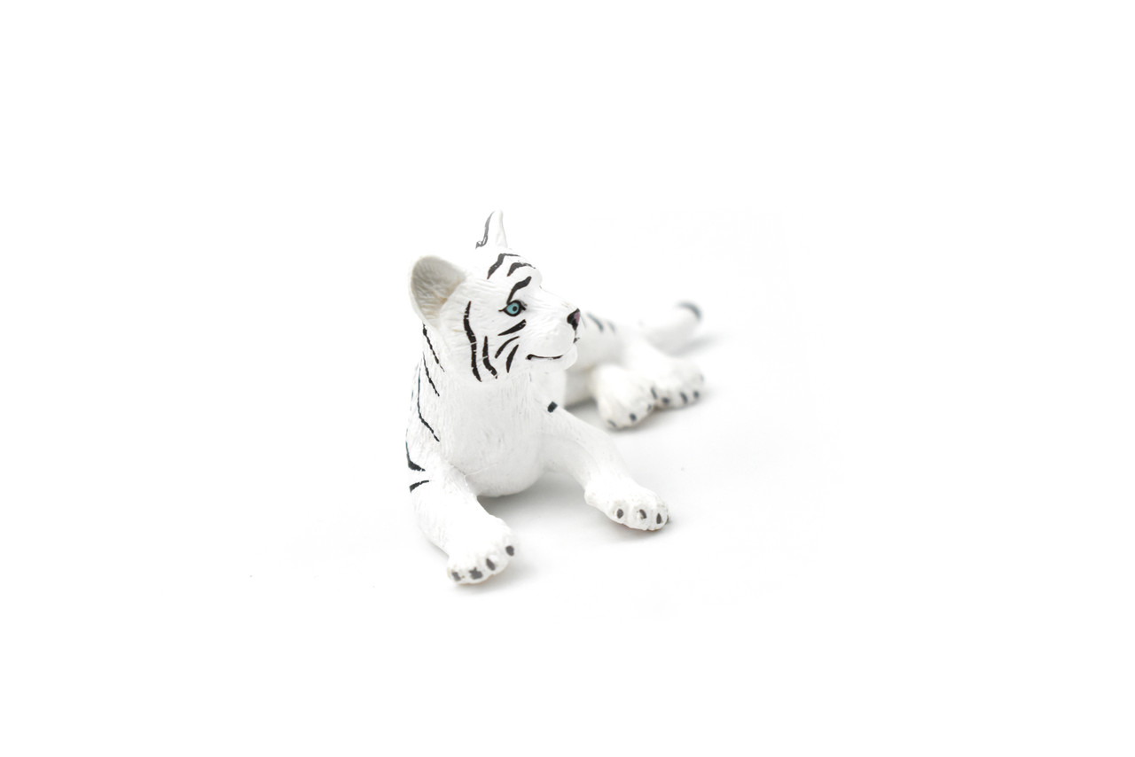 Tiger Cub, White, Realistic Toy Model Plastic Replica Animal, Kids Educational Gift  3"  M069 B642