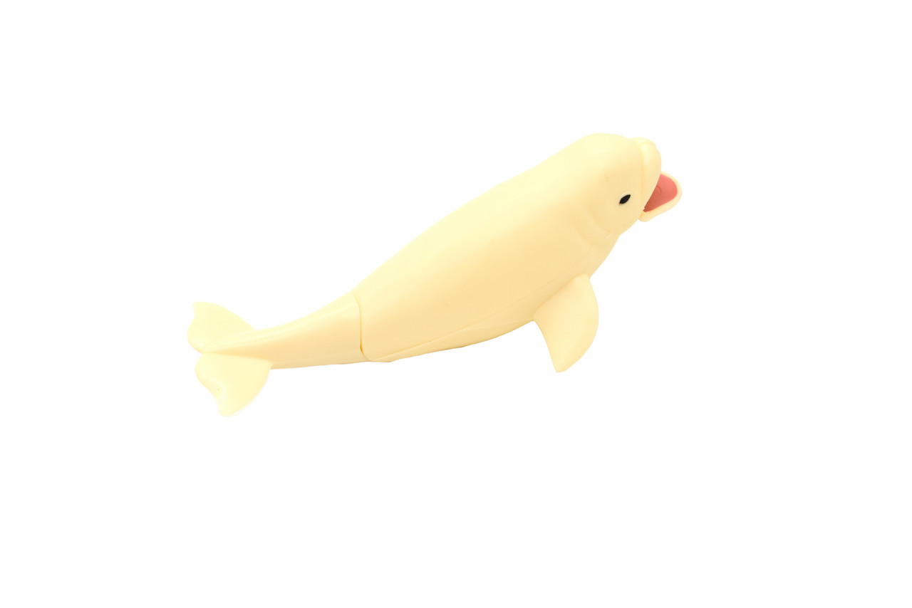 Beluga Whale, Moveable Parts, Very Nice Plastic Design, Educational, Realistic Figure, Lifelike, Replica, Toy, Kids,  5 Inches.