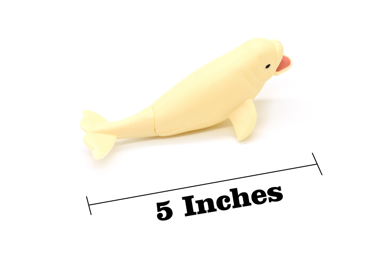 Beluga Whale, Moveable Parts, Very Nice Plastic Design, Educational, Realistic Figure, Lifelike, Replica, Toy, Kids,  5 Inches.