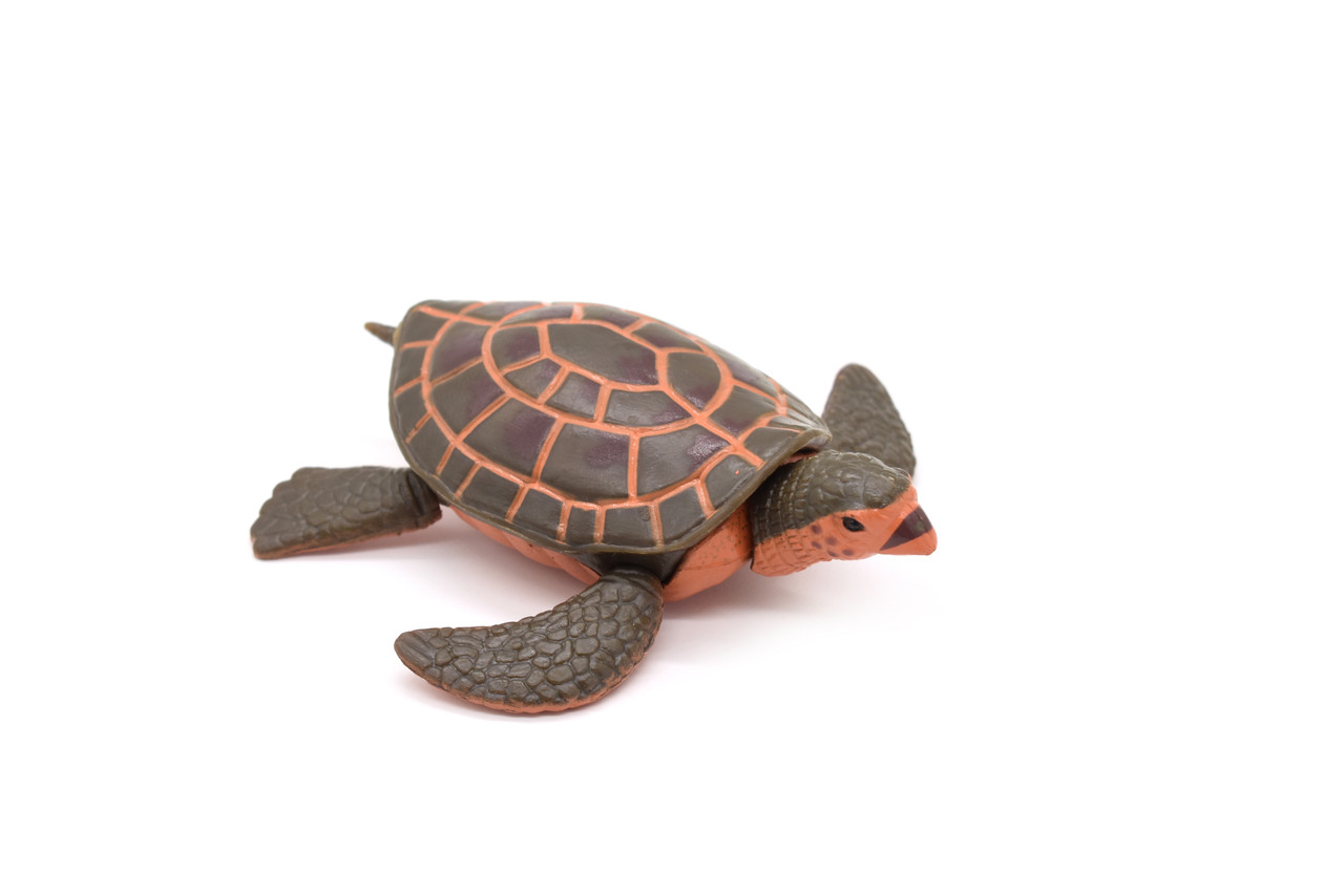 Sea Turtle, Hawksbill, Moveable Parts, Plastic Turtle, Design, Realistic Figure, Educational, Lifelike, Model, Figurine, Replica, Gift,     4 Inches 