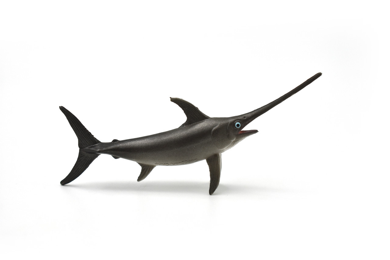 Swordfish, Broadbills, Billfish, Rubber Fish, Realistic Toy Figure, Model, Replica, Kids, Hand Painted, Educational, Gift,      3 1/2" 