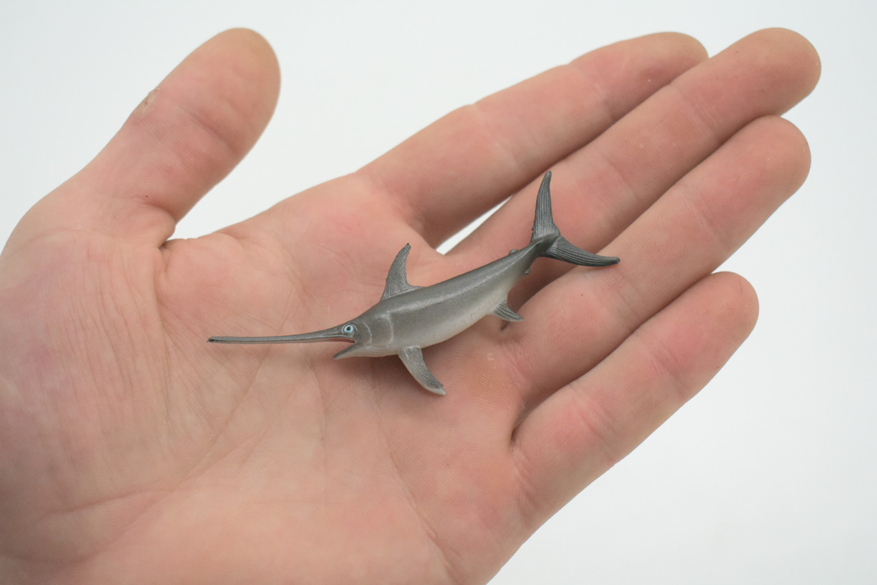 Swordfish, Broadbills, Billfish, Rubber Fish, Realistic Toy Figure, Model, Replica, Kids, Hand Painted, Educational, Gift,      3 1/2" 