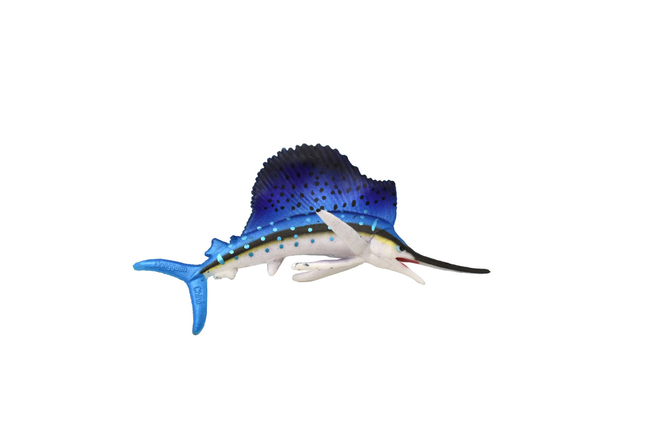 Sailfish, Billfish, Museum Quality, Hand Painted, Rubber Fish, Realistic Toy Figure, Model, Replica, Kids, Educational, Gift,      3"