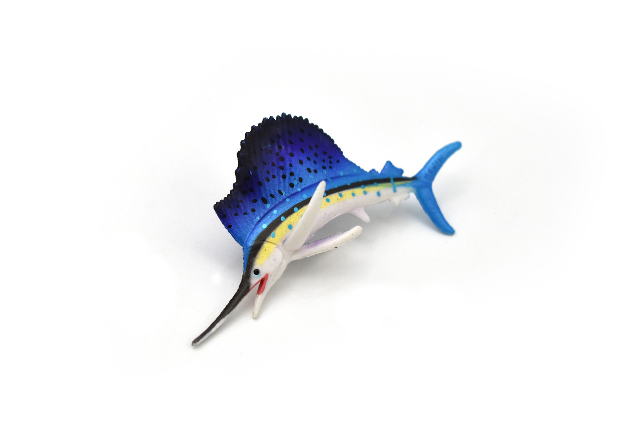 Sailfish, Billfish, Museum Quality, Hand Painted, Rubber Fish, Realistic Toy Figure, Model, Replica, Kids, Educational, Gift,      3"