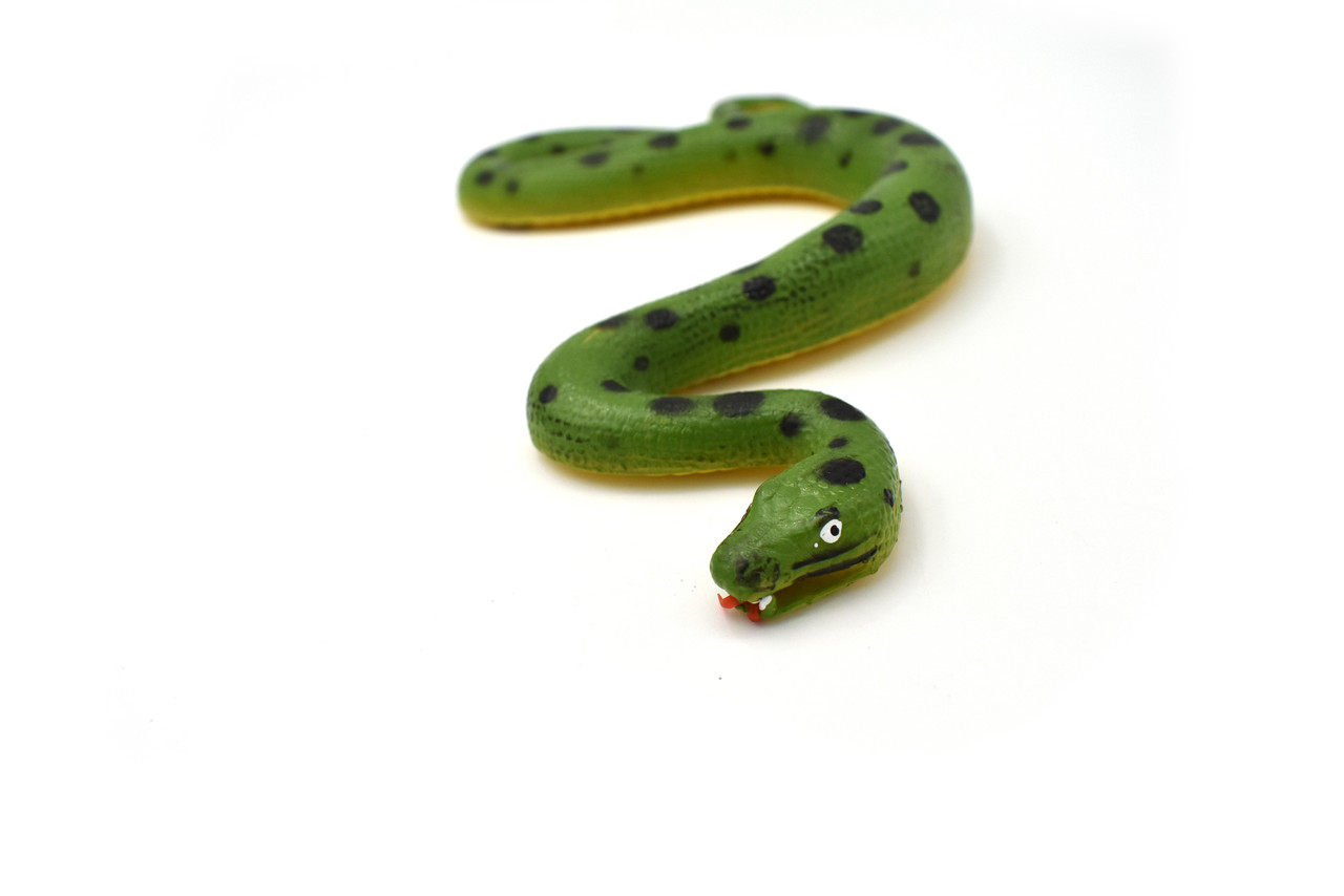 Green Anaconda, Snake, Rubber Reptile, Educational, Realistic, Hand Painted, Figure, Lifelike Model, Figurine, Replica, Toys, Gift,     10 Inches.    CWG45 B181