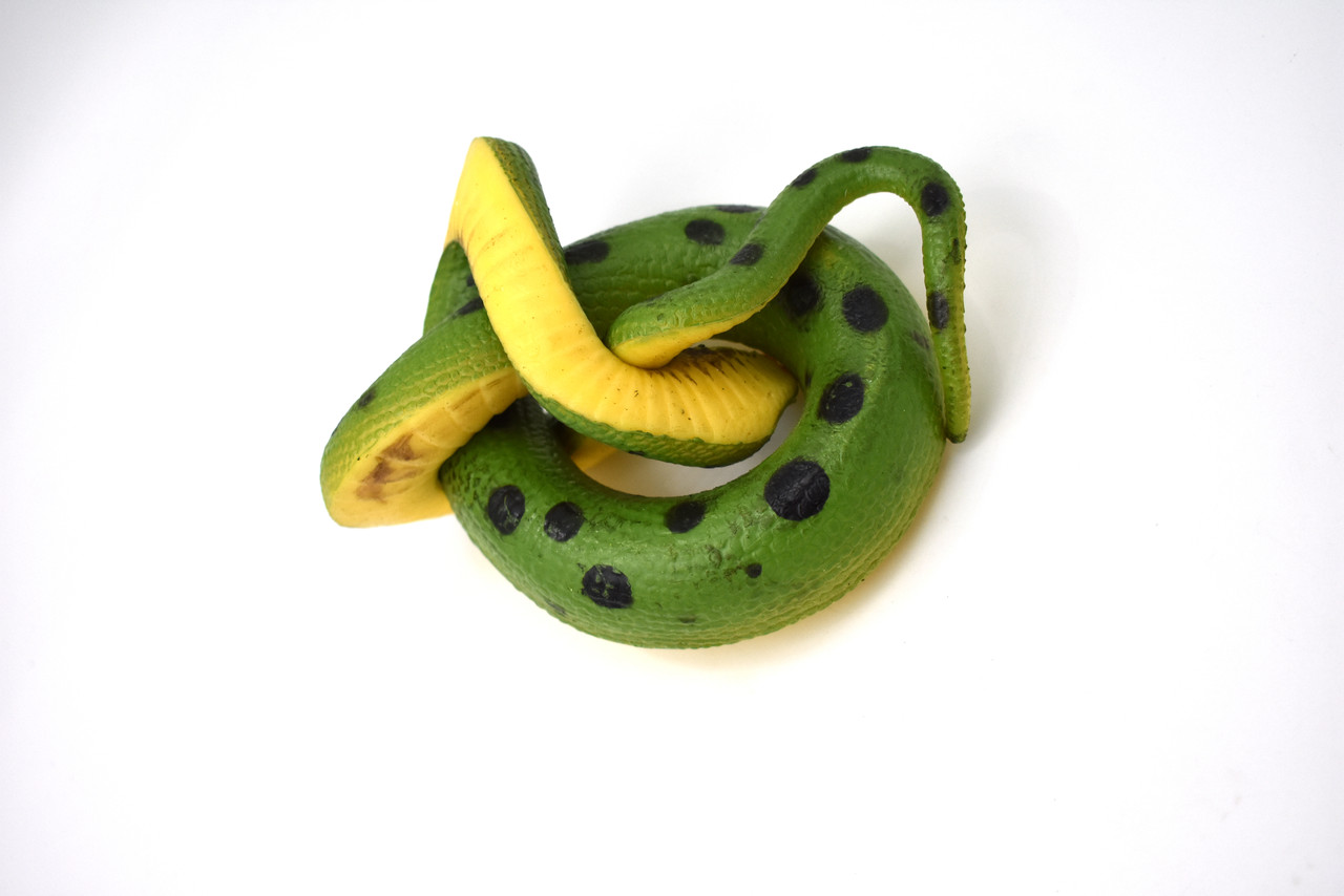 Snake, Green Anaconda, Rubber Reptile, Educational, Realistic Hand Painted, Figure, Lifelike Model, Figurine, Replica, Gift,     14"    CWG45 B181