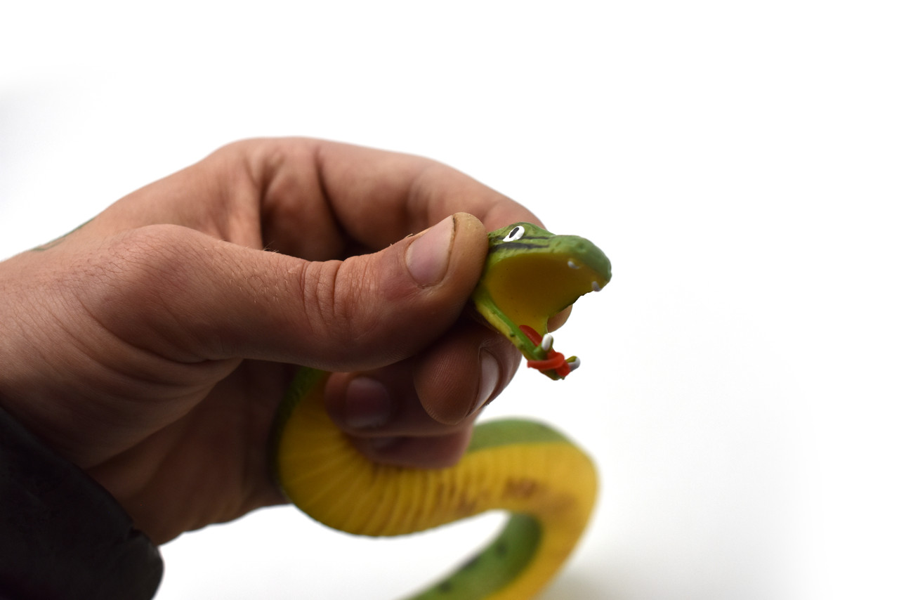 Green Anaconda, Snake, Rubber Reptile, Educational, Realistic, Hand Painted, Figure, Lifelike Model, Figurine, Replica, Toys, Gift,     10 Inches.  